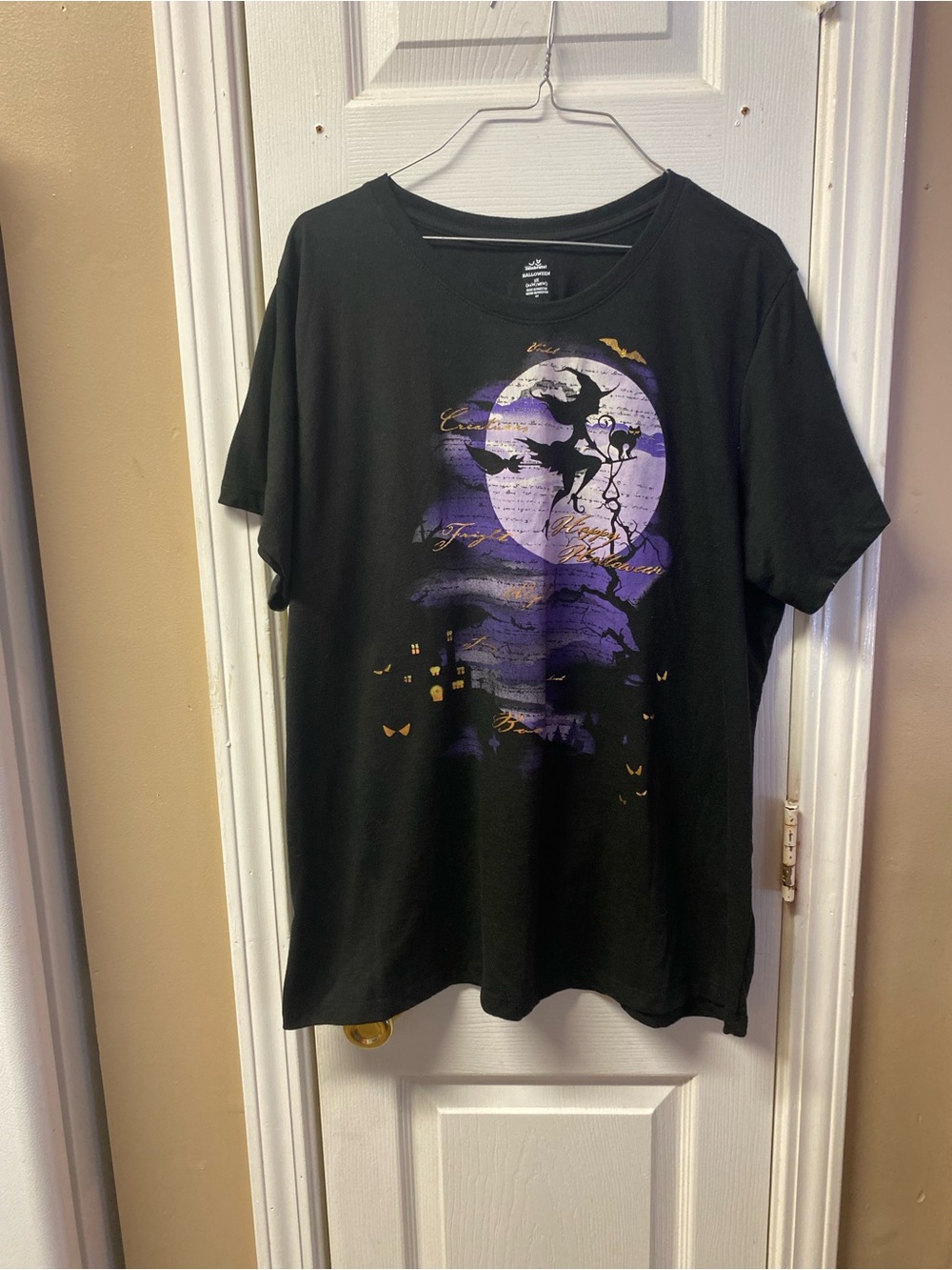 Black Halloween Graphic Tee with Purple Moon